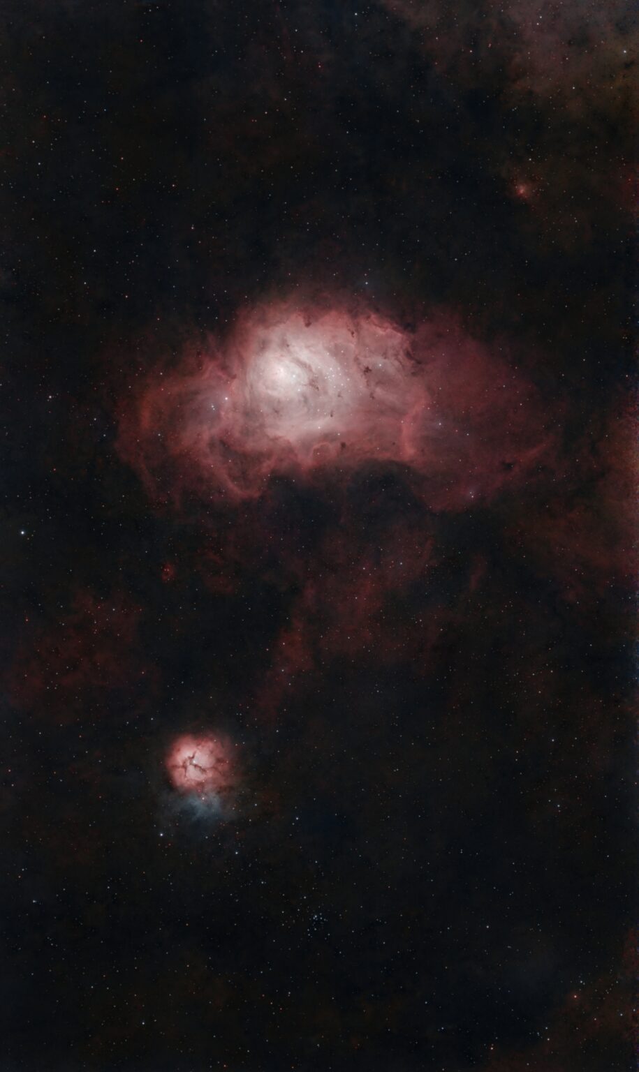 📸M8 + M20 + M21 – Nebulosa Lagoa e Trífida (Jun/26)